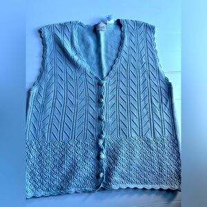 Vintage Knitted Crochet Baby Blue Vest